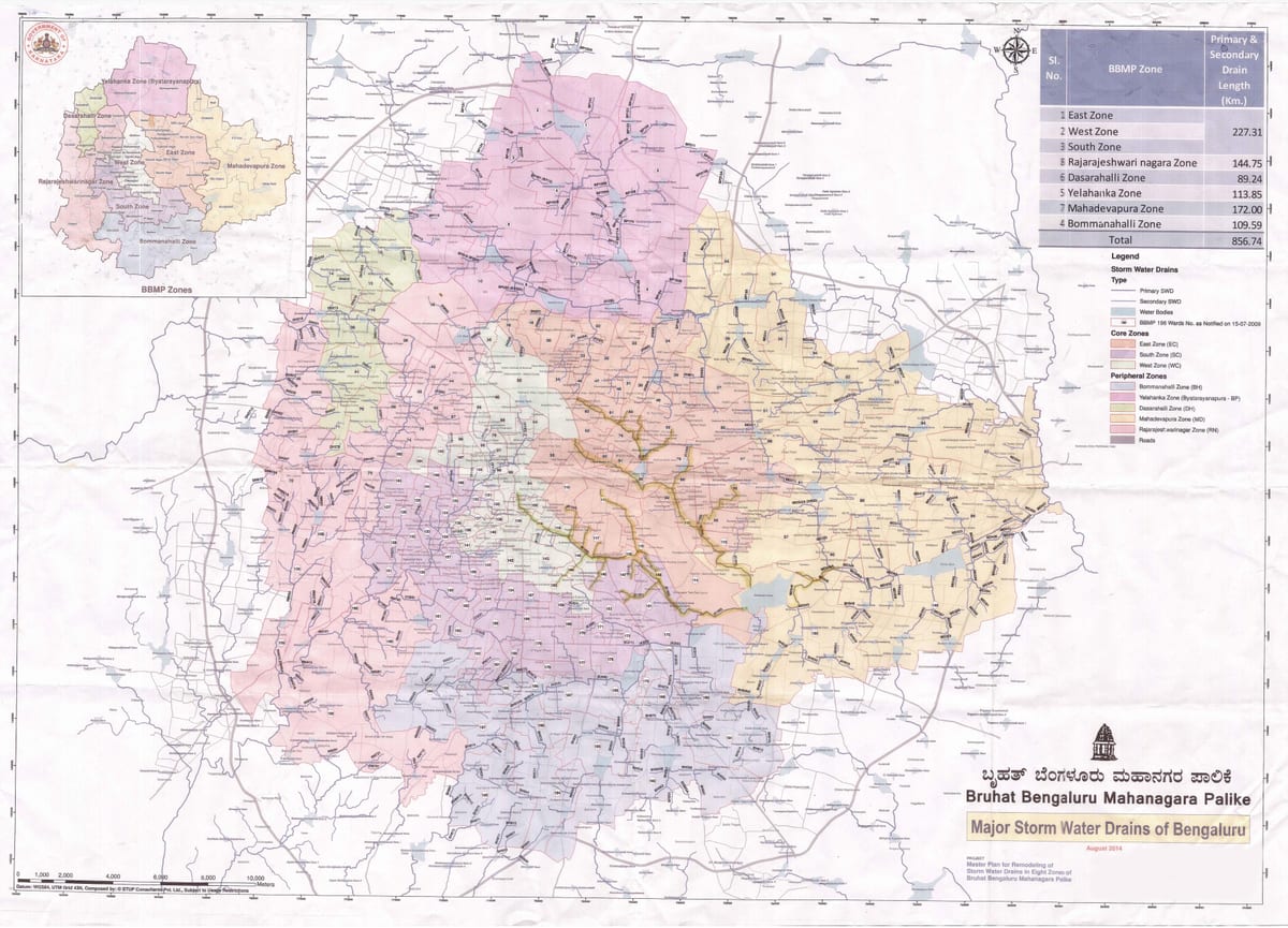 แผนที่ของ BBMP rajakaluve