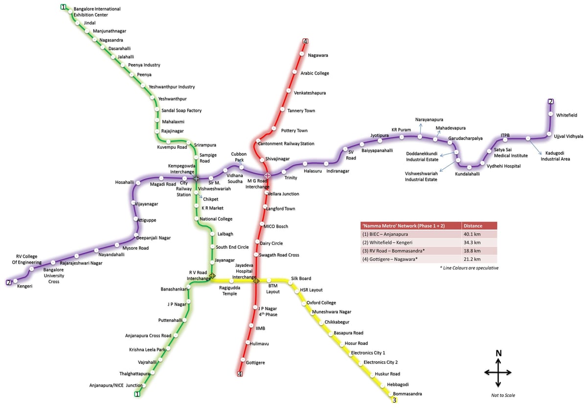bmrcl นแผนที่เส้นทาง