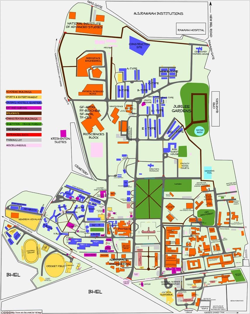 แผนที่ของ IISC india. kgm