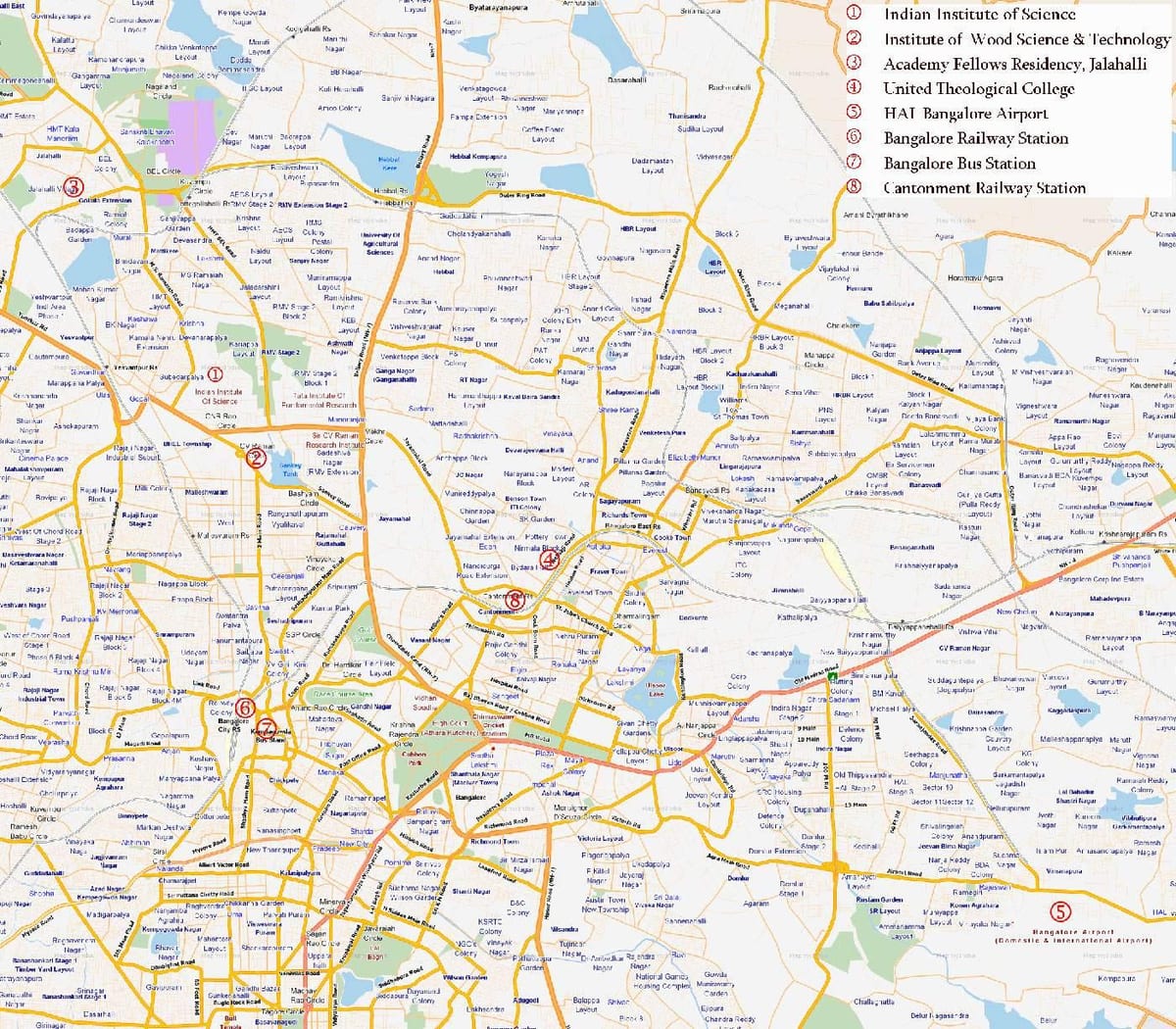 เส้นทางบนแผนที่ india. kgm